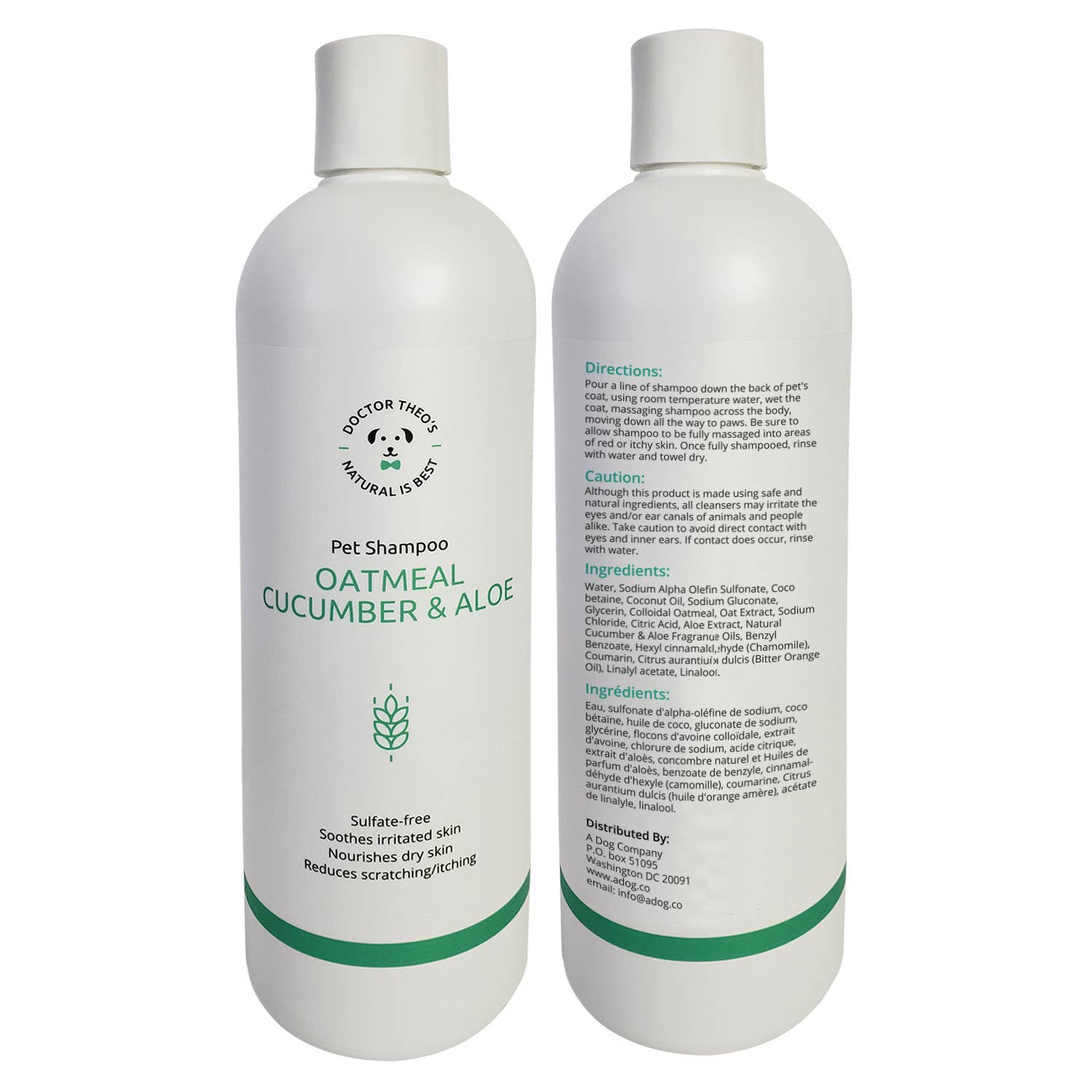 Dr. Theo’s Oatmeal, Cucumber & Aloe Dog Shampoo – 16 oz