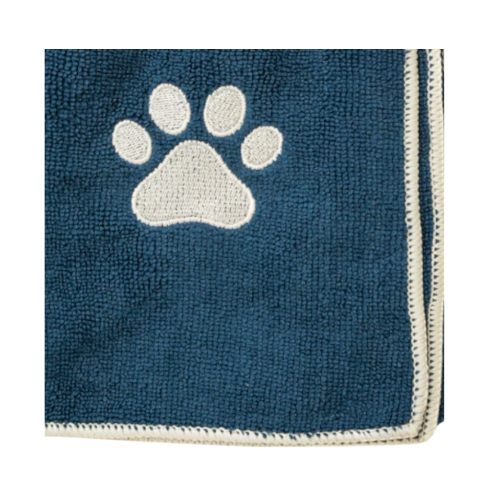Quick-Drying Microfiber Dog Bath Towel – Blue Paw Print (Large)