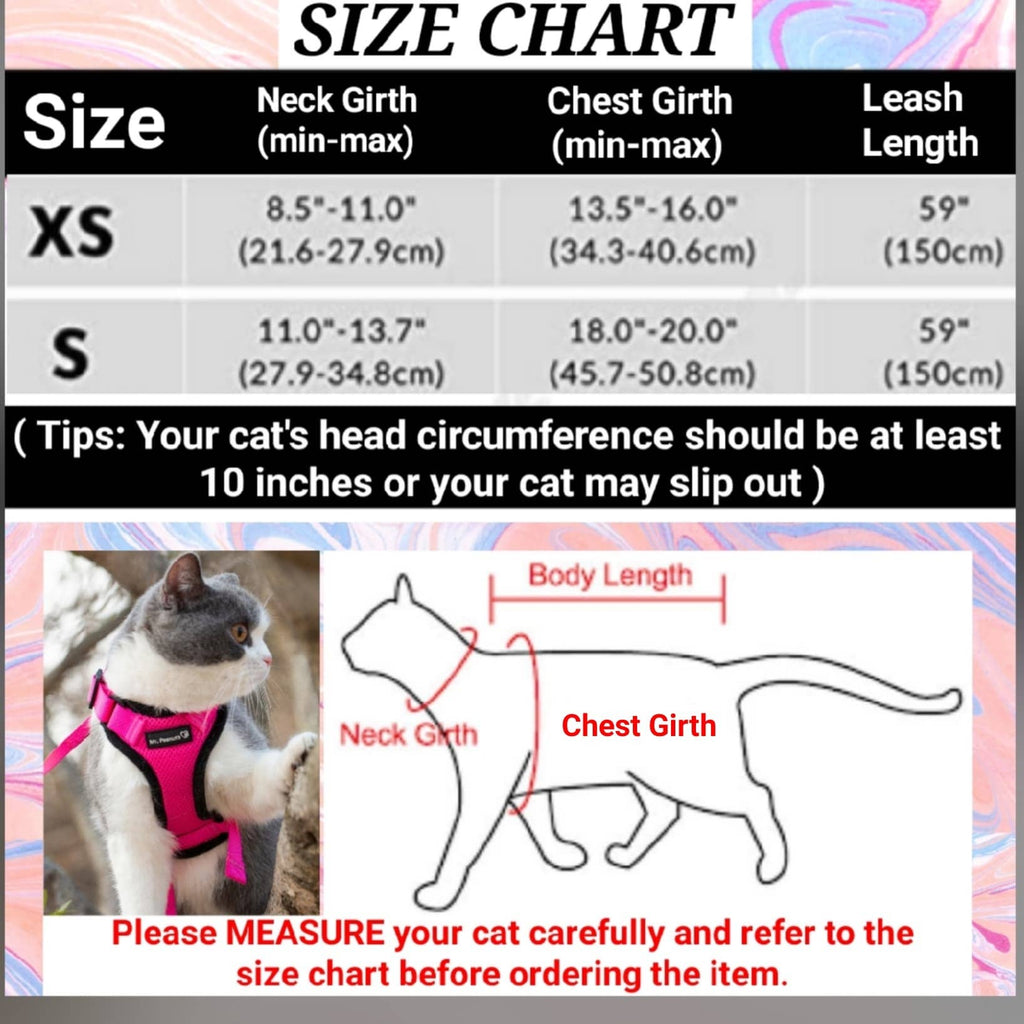 Reflective Cat Harness & Leash Set - Soft, No-Pull, Adjustable, Lilac (Small) / Arnes Reflectivo para Gatos con Correa a juego/Suave, Sin Ahogo, Ajustable - Lila (pequeño)