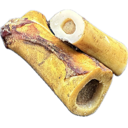 All-Natural Peanut Butter Stuffed Beef Femur – Long-Lasting Chew (3–4”)/ Hueso Natural de Fémur con Mantequilla de Maní – Masticable Duradero (3–4”)