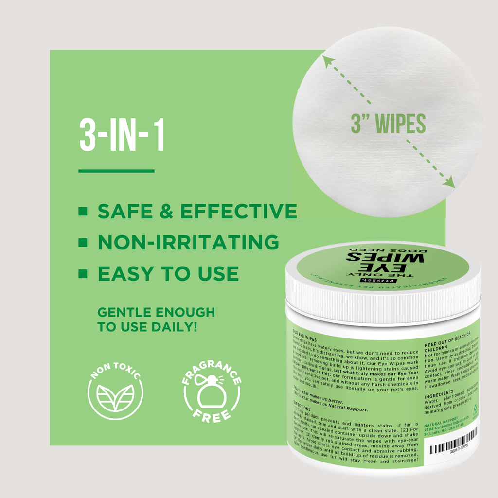 Gentle Eye Cleaning Wipes for Dogs – Tear & Debris Care/ Toallitas Suaves para Limpieza de Ojos – Cuidado Diario