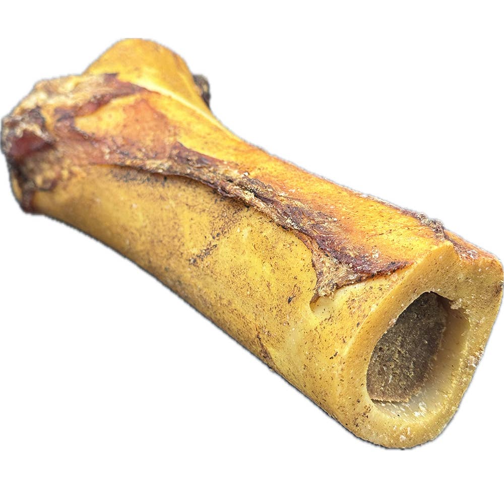 All-Natural Peanut Butter Stuffed Beef Femur – Long-Lasting Chew (3–4”)/ Hueso Natural de Fémur con Mantequilla de Maní – Masticable Duradero (3–4”)