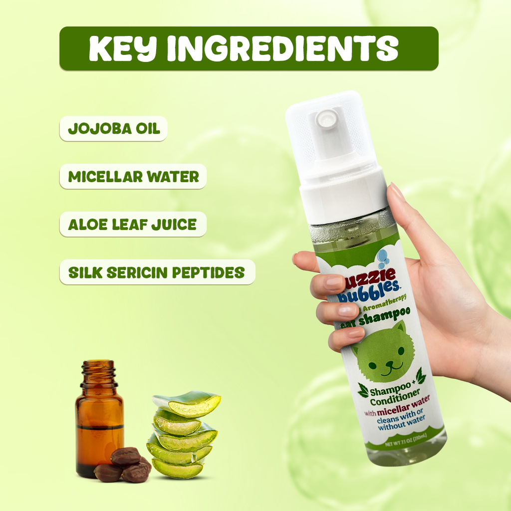 Fuzzie Bubbles 2-in-1 Foaming Cat Shampoo & Conditioner – Waterless Micellar Formula