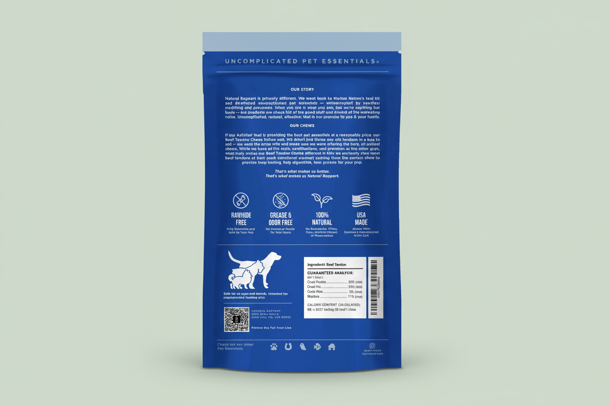 Beef Tendon Chews – Natural Long-Lasting Dog Treat (5 Count)/ Tendones de Res – Premio Natural de Larga Duración (5 Unidades)