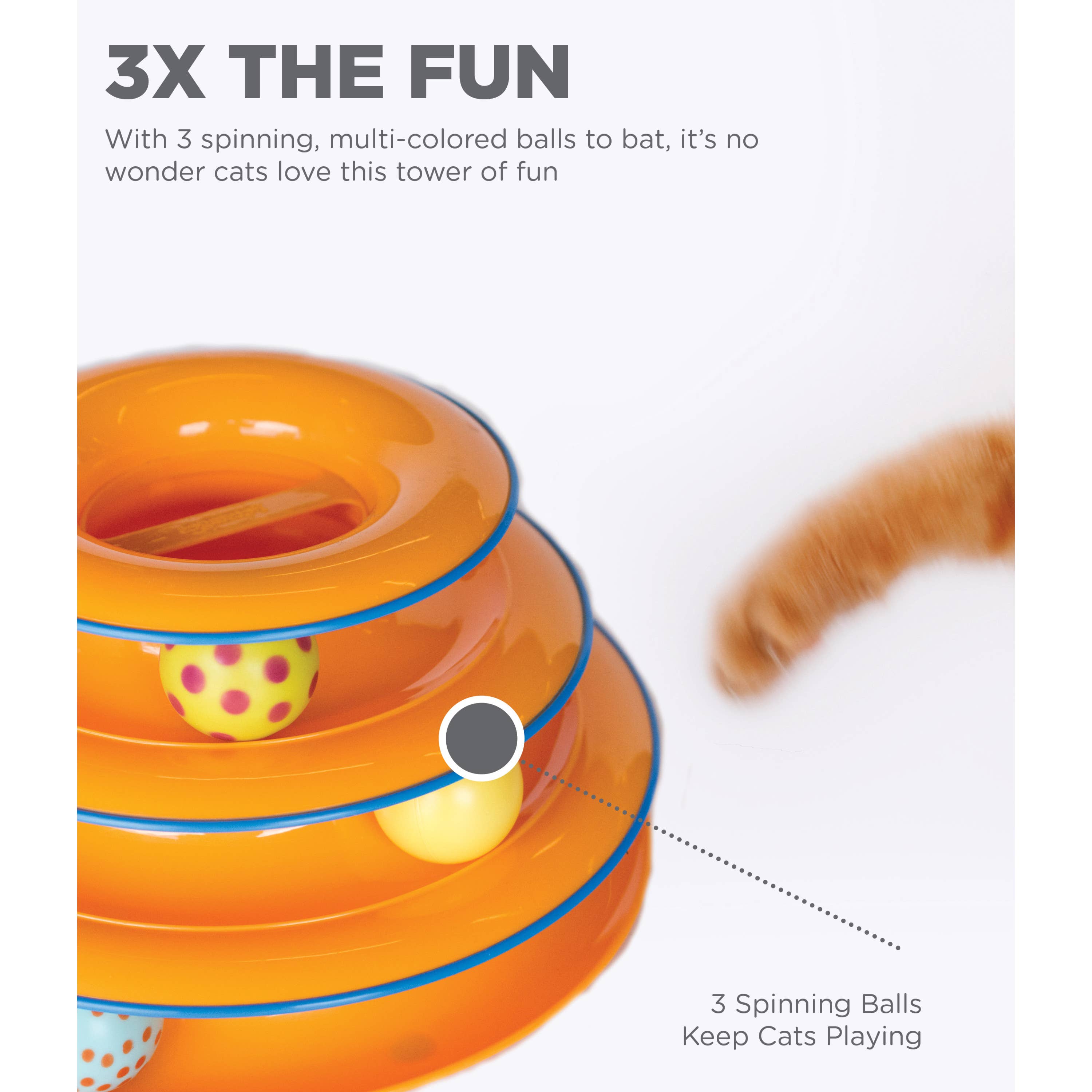 Catstages® Tower of Tracks 3-Tier Interactive Cat Toy/ Catstages® Tower of Tracks – Juguete Interactivo para Gatos de 3 Niveles