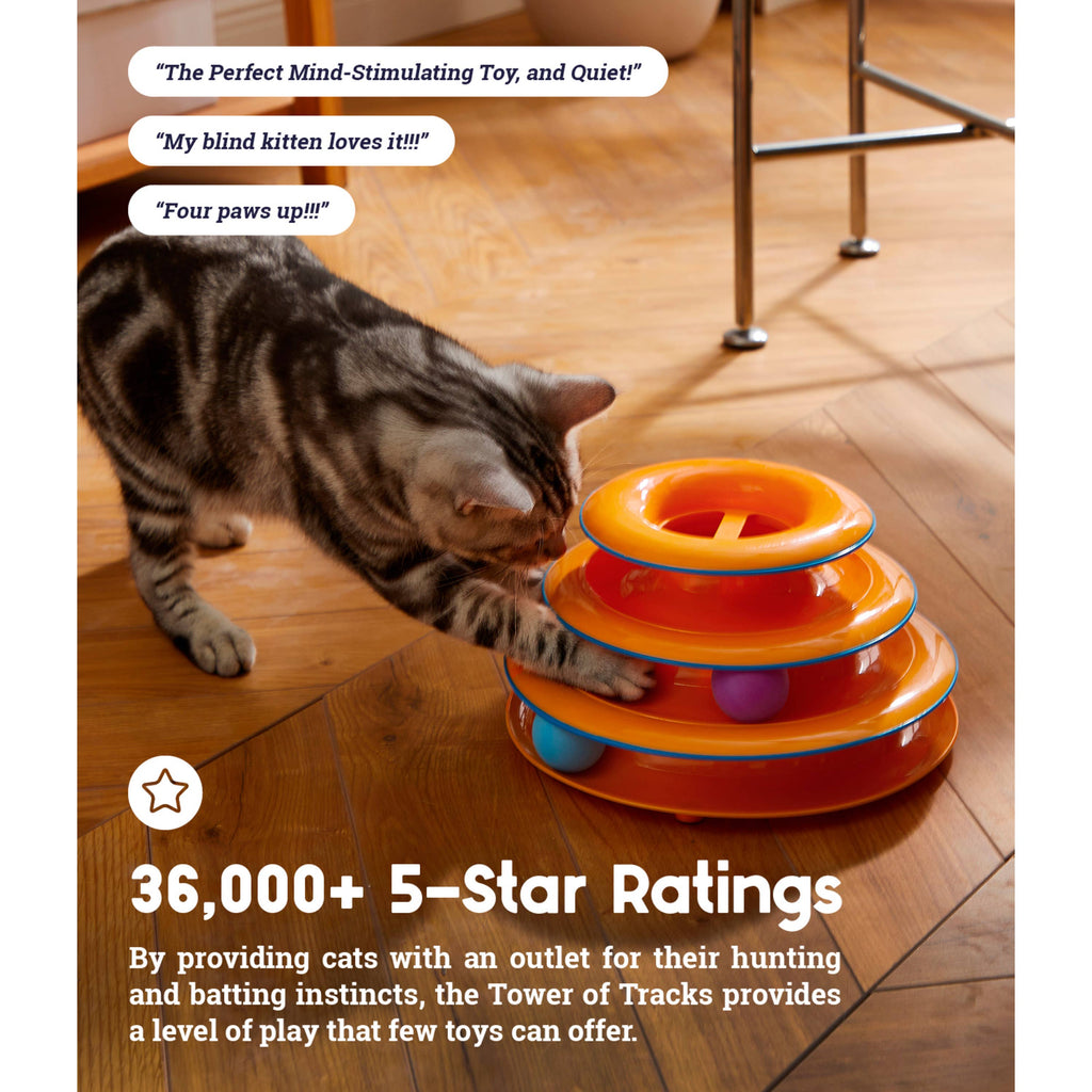 Catstages® Tower of Tracks 3-Tier Interactive Cat Toy/ Catstages® Tower of Tracks – Juguete Interactivo para Gatos de 3 Niveles
