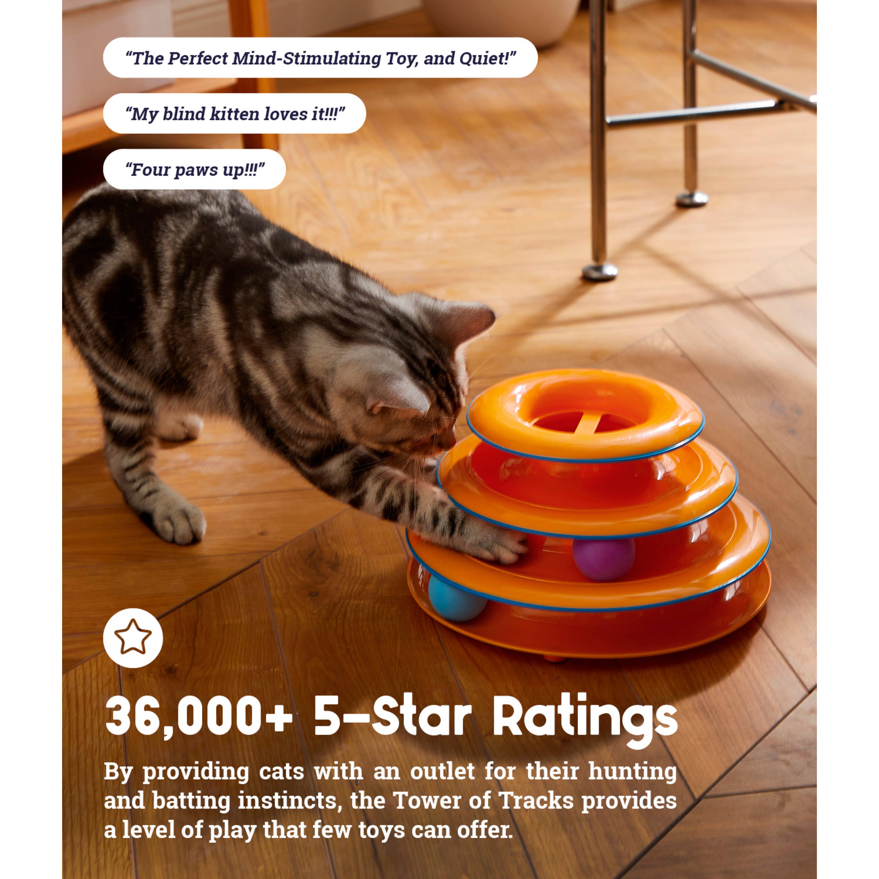 Catstages® Tower of Tracks 3-Tier Interactive Cat Toy/ Catstages® Tower of Tracks – Juguete Interactivo para Gatos de 3 Niveles