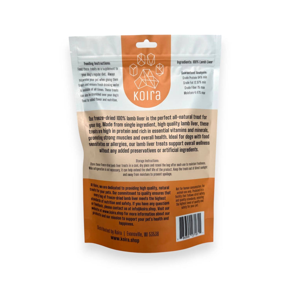 Freeze-Dried Lamb Liver Dog Treats – 4 oz Bag
Premios de Hígado de Cordero Liofilizado para Perros – Bolsa de 4 oz