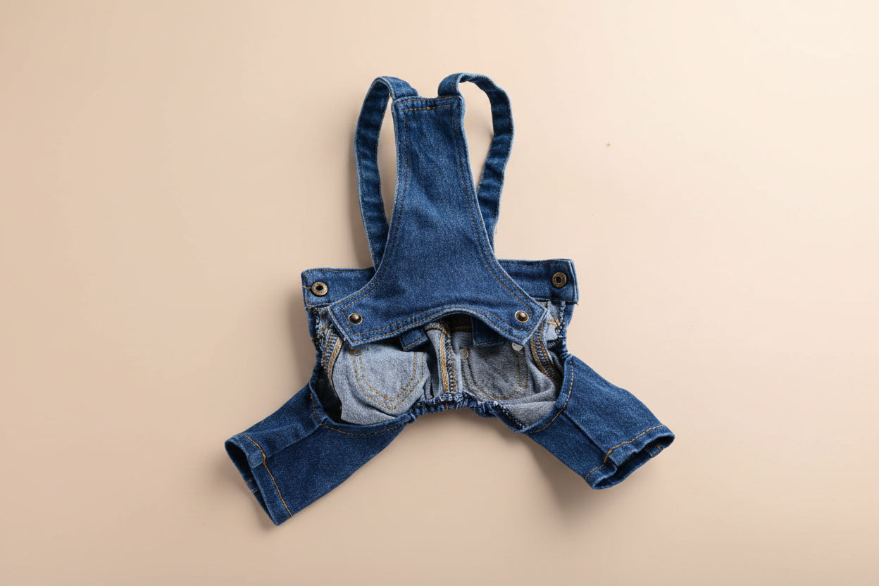 Denim Pet Jumpsuit – Dark Blue | Stylish & Comfortable Outfit 🐾 | Small Dogs & Cats