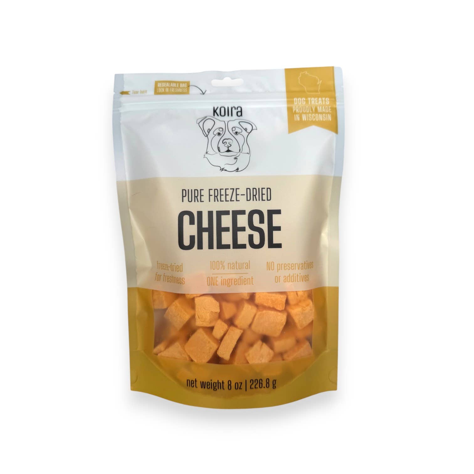 Freeze-Dried Cheddar Cheese Dog Treats – Sample Bag (2 oz)
Premios de Queso Cheddar Liofilizado para Perros – Bolsa Muestra (2 oz)