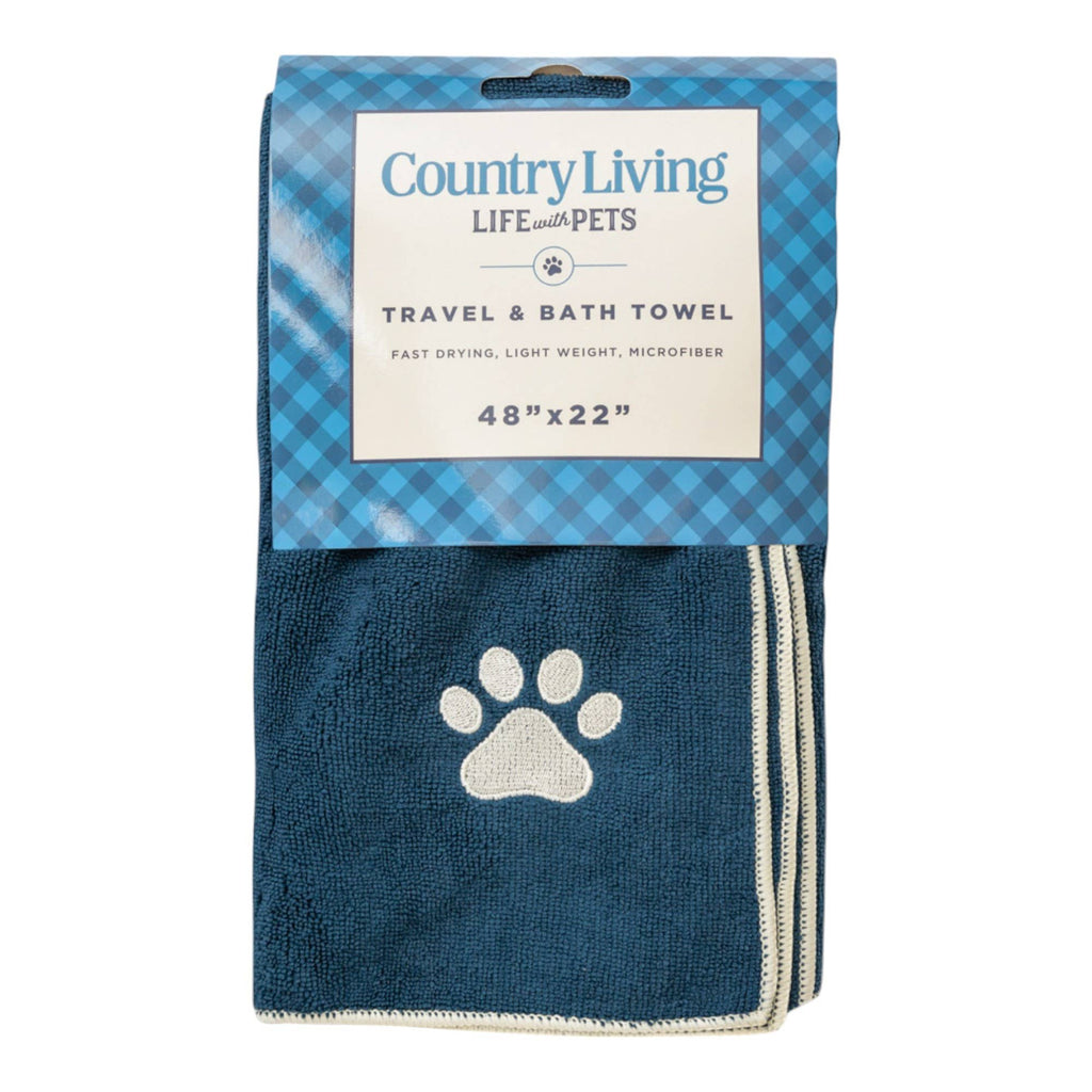Quick-Drying Microfiber Dog Bath Towel – Blue Paw Print (Large)