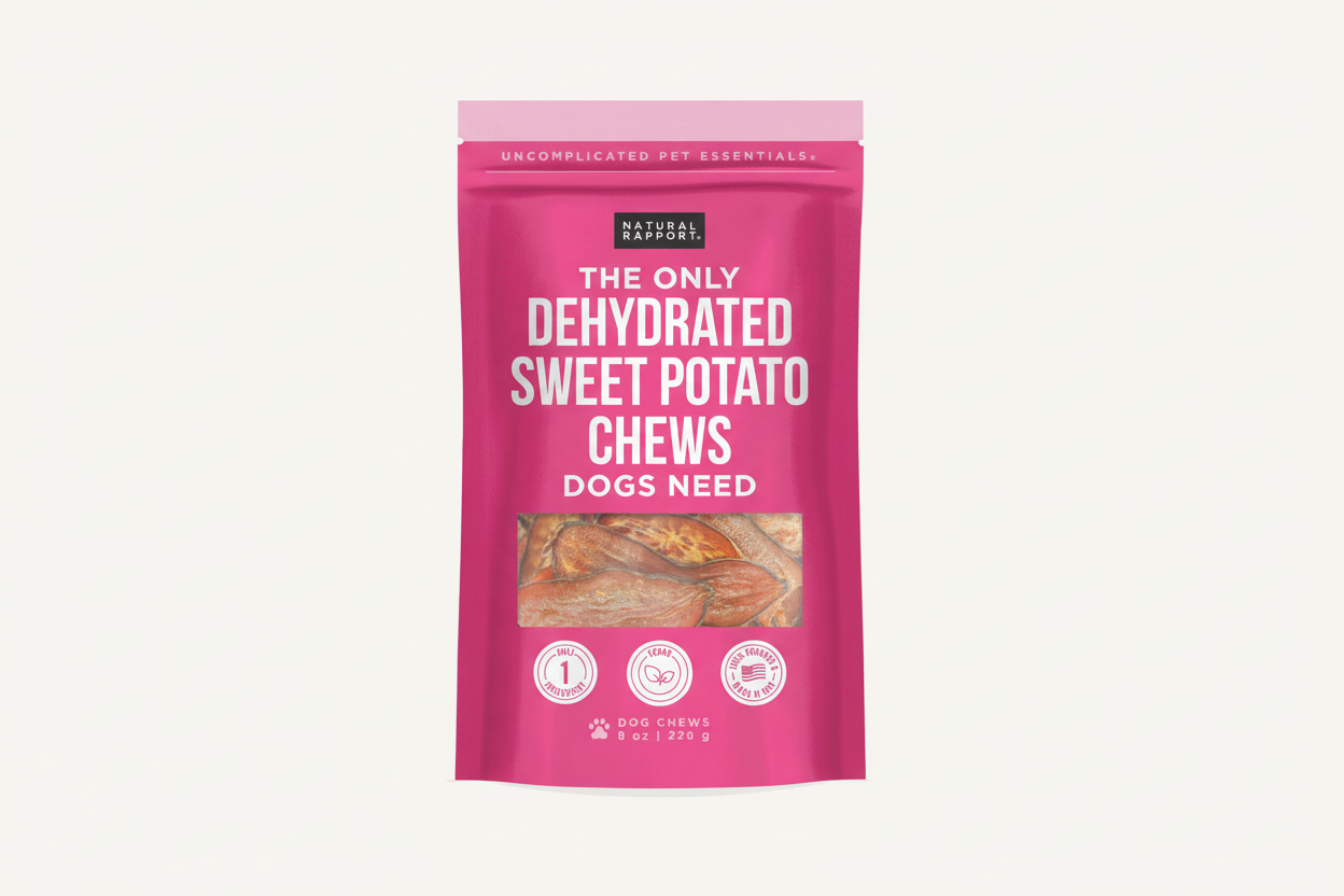 Dehydrated Sweet Potato Chews – Natural Plant-Based Dog Treat (8 oz)/ Sweet Potato Deshidratado – Premio Natural a Base de Plantas (8 oz)