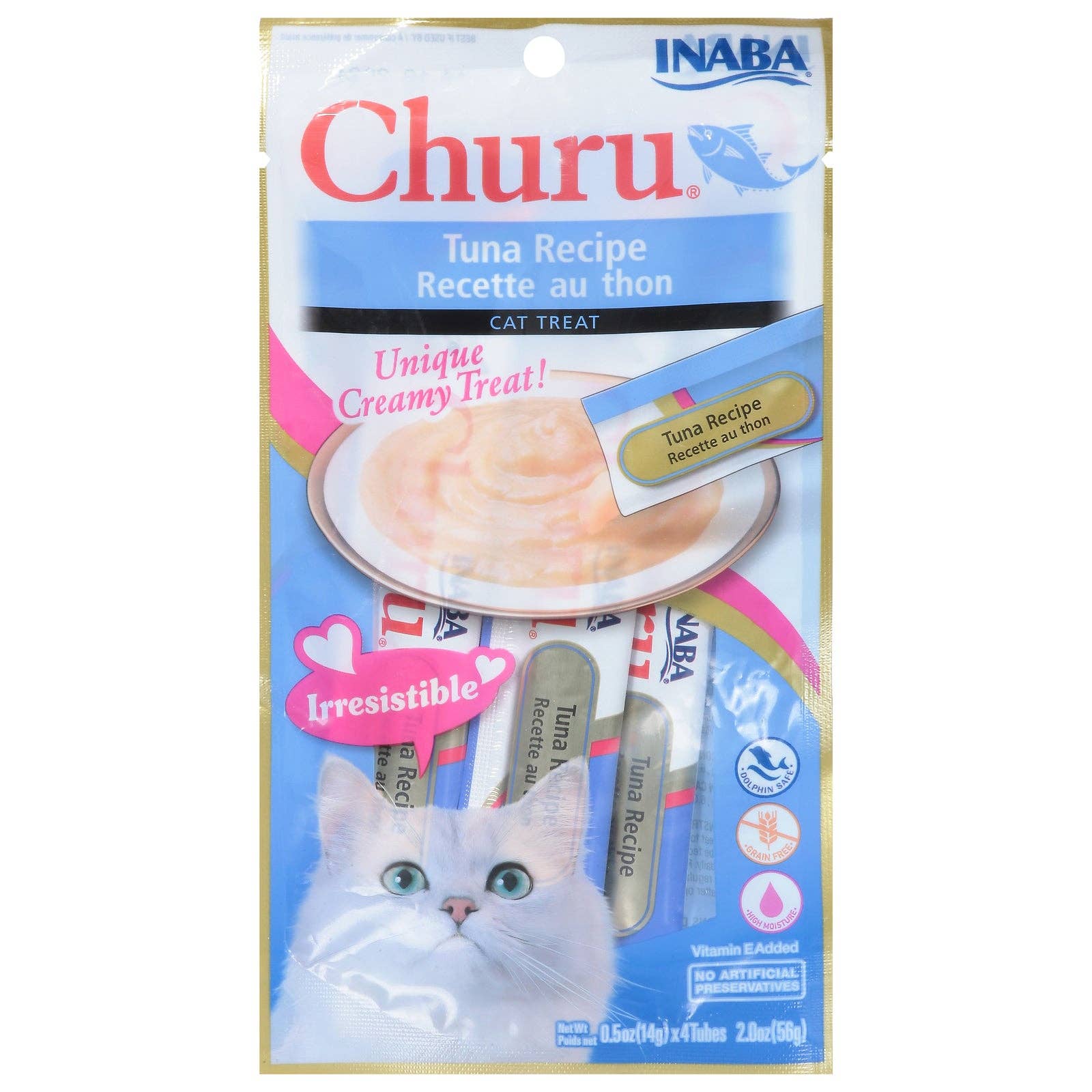 Churu INABA - Creamy Tuna Cat Treat – Irresistible, Smooth & Delicious / Premio Cremoso de Atún para Gatos – Suave, Irresistible y Delicioso