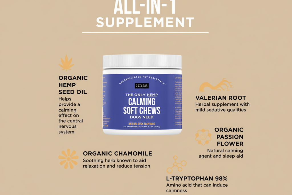 Hemp Calming Soft Chews for Dogs – Daily Relaxation Support (120 Ct)/ Soft Chews Calmantes con Hemp para Perros – Apoyo Diario (120 Unidades)