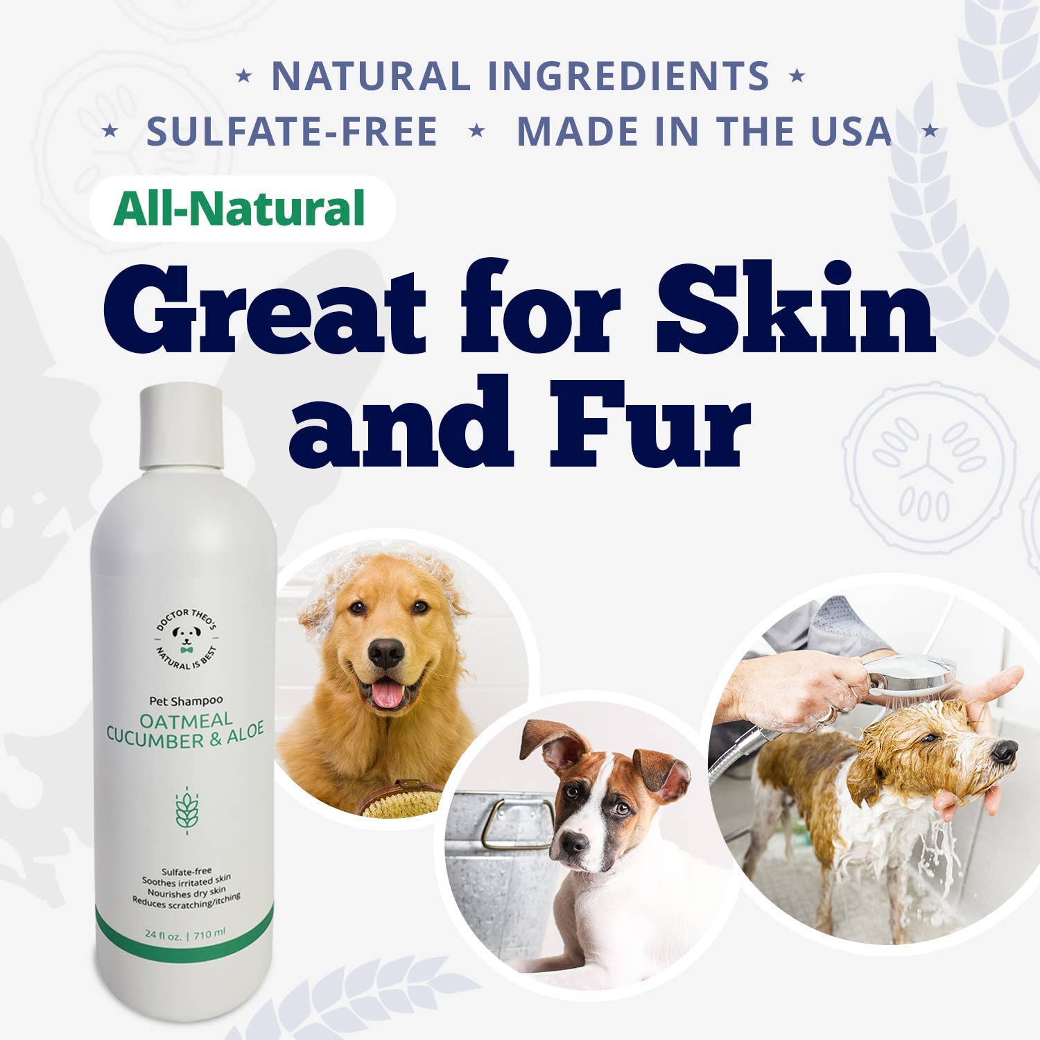 Dr. Theo’s Oatmeal, Cucumber & Aloe Dog Shampoo – 16 oz