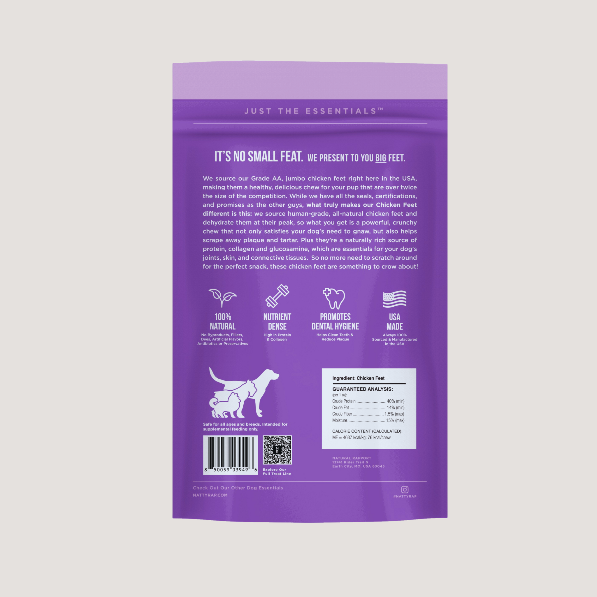 Dehydrated Chicken Feet – Natural Crunchy Dog Treat/ Patitas de Pollo Deshidratadas – Premio Natural Crujiente