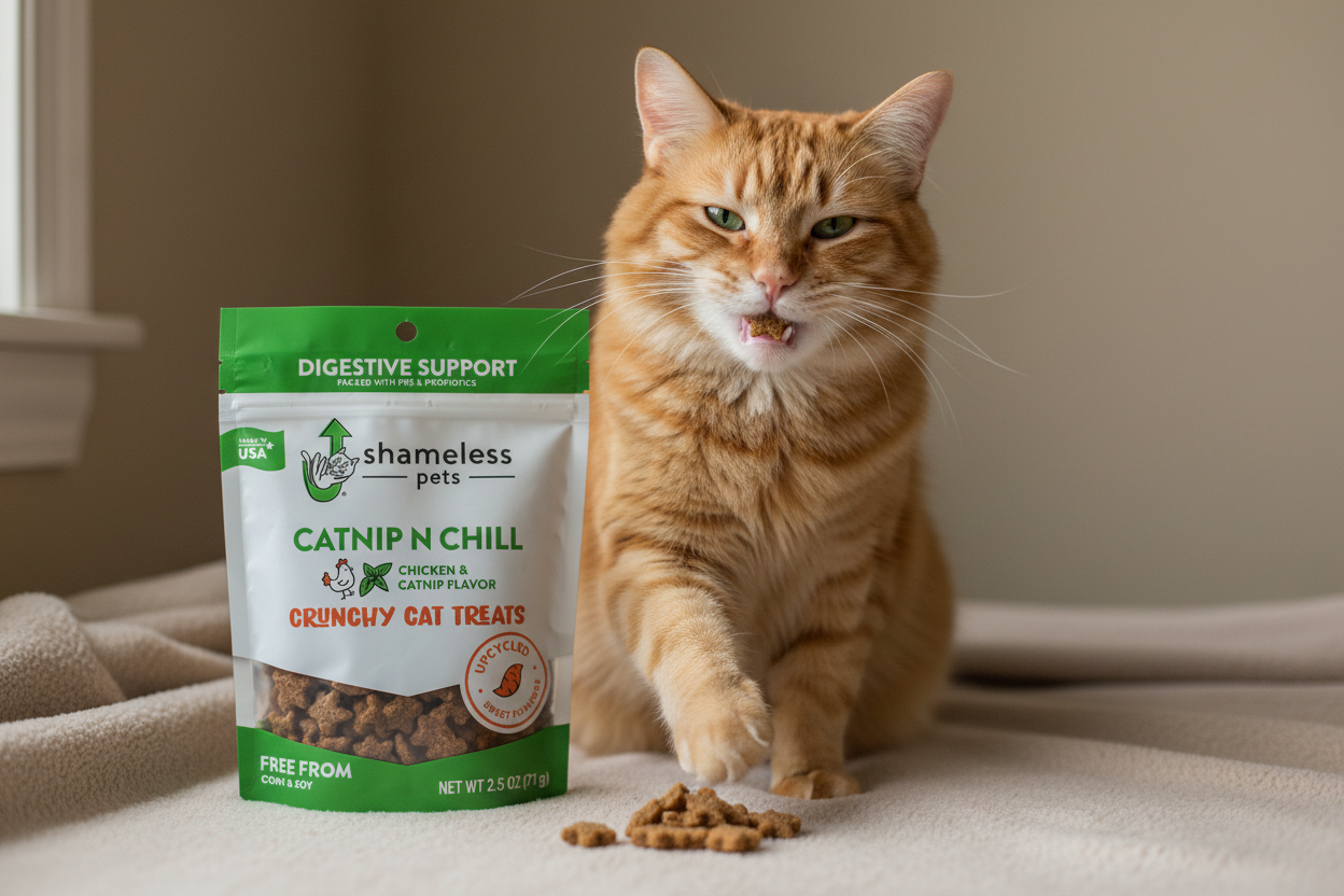 Crunchy Cat Treats – Catnip & Chicken Digestive Support with Probiotics | Bohío Yukiyu