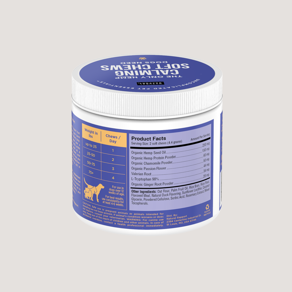Hemp Calming Soft Chews for Dogs – Daily Relaxation Support (120 Ct)/ Soft Chews Calmantes con Hemp para Perros – Apoyo Diario (120 Unidades)