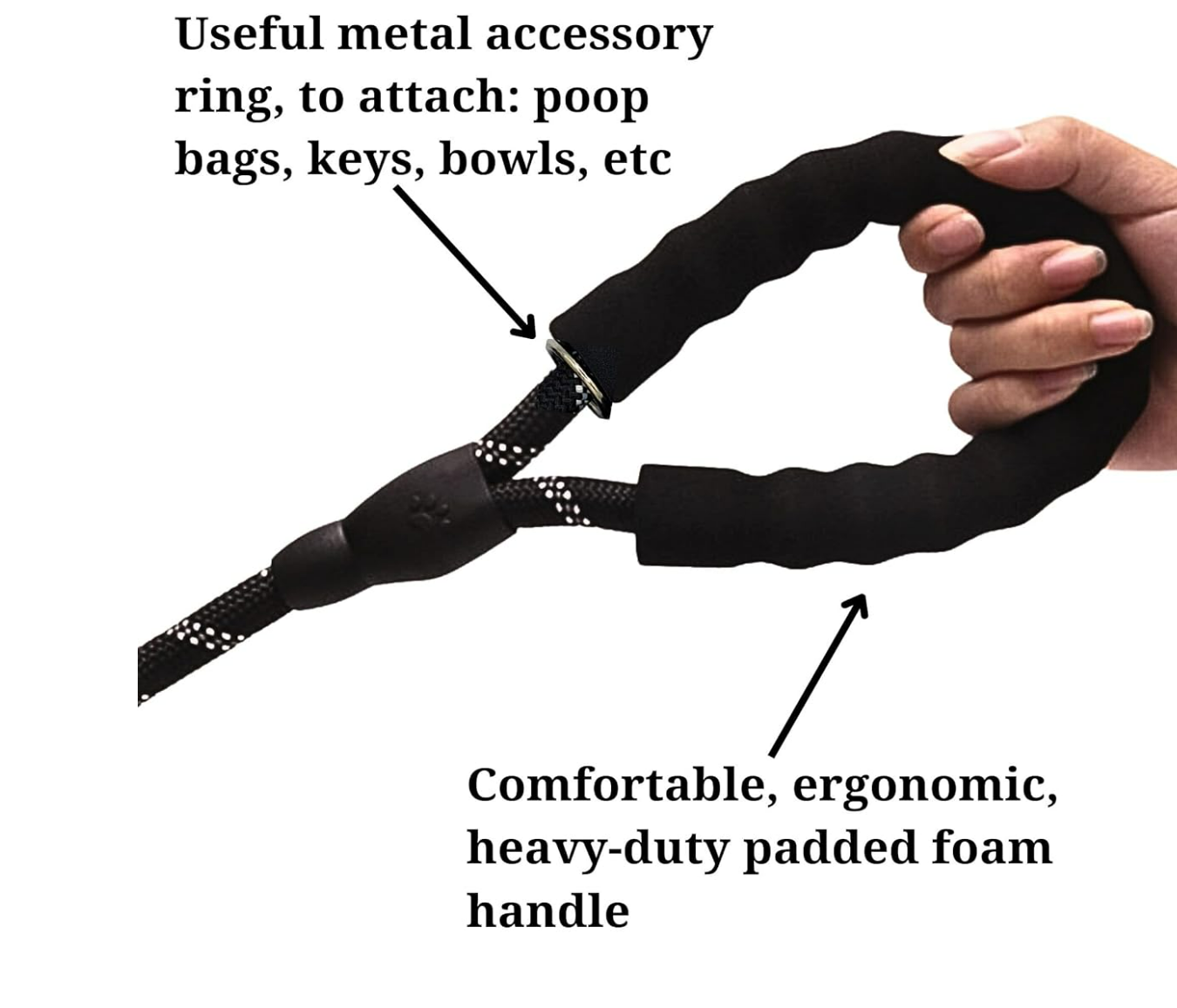 Yikiyu - Reflective Rope Dog Leash – Strong, Comfortable & Secure / Correa de Cuerda Reflectiva para Perros – Yukiyu-  Resistente, Cómoda y Segura