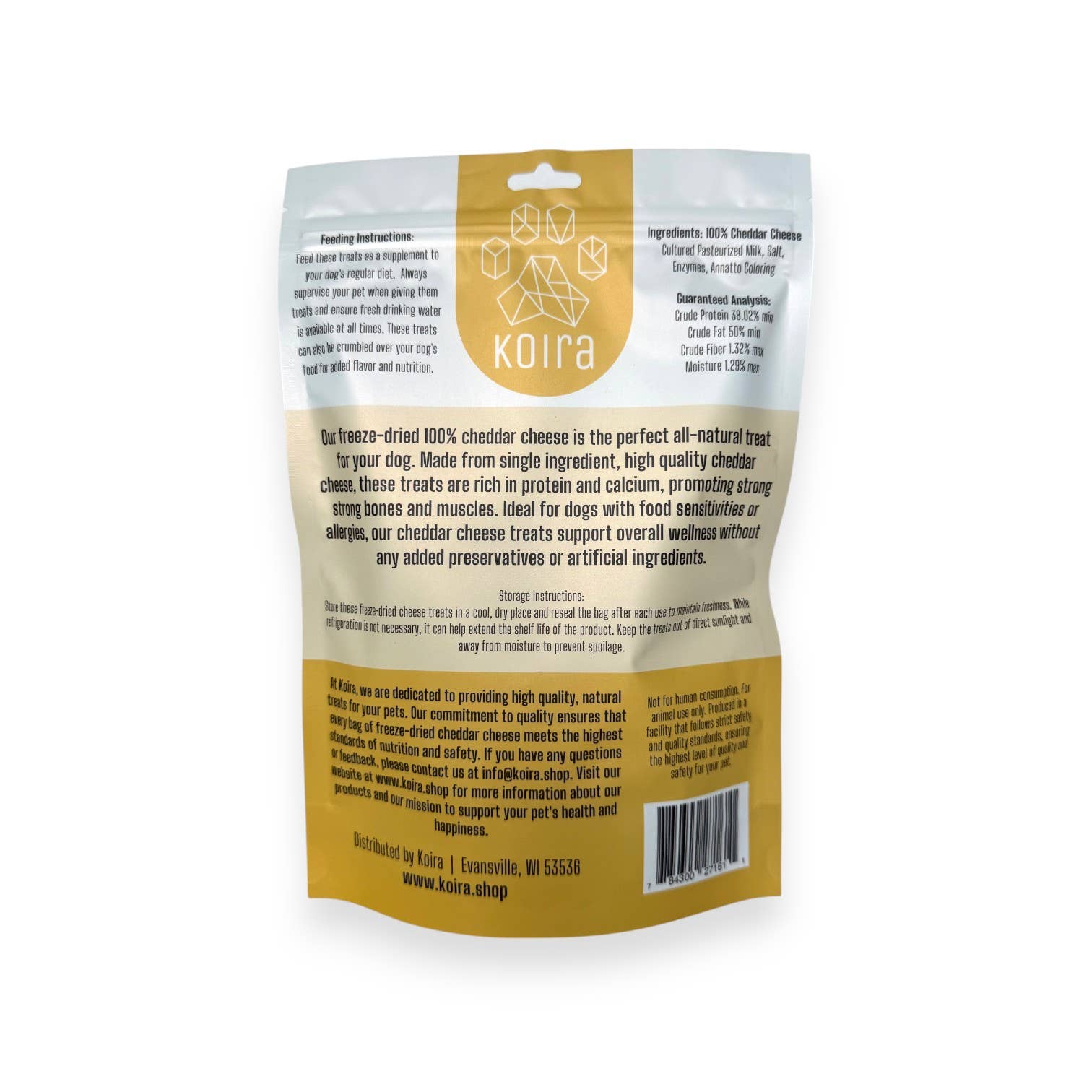 Freeze-Dried Cheddar Cheese Dog Treats – 8 oz Bag
Premios de Queso Cheddar Liofilizado para Perros – Bolsa de 8 oz