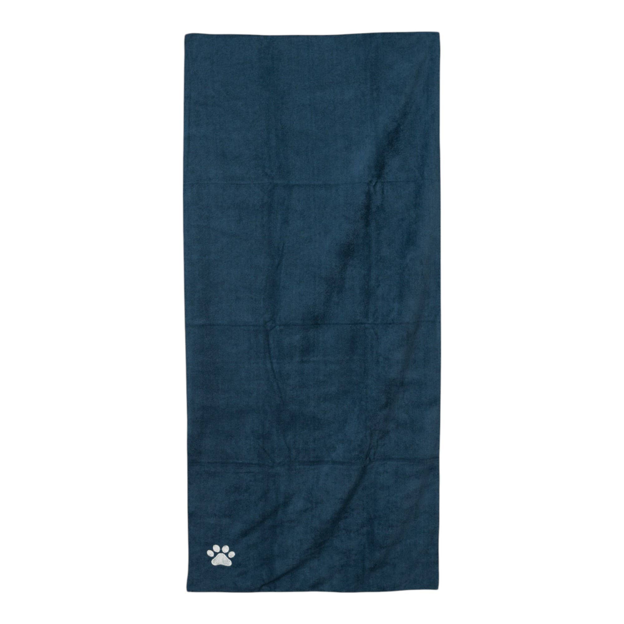Quick-Drying Microfiber Dog Bath Towel – Blue Paw Print (Large)