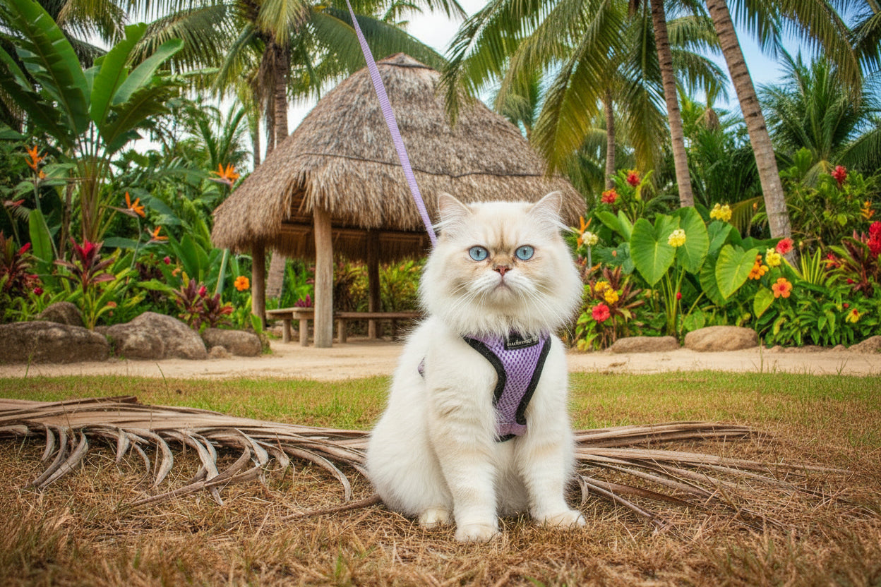 Reflective Cat Harness & Leash Set - Soft, No-Pull, Adjustable, Lilac (Small) / Arnes Reflectivo para Gatos con Correa a juego/Suave, Sin Ahogo, Ajustable - Lila (pequeño)