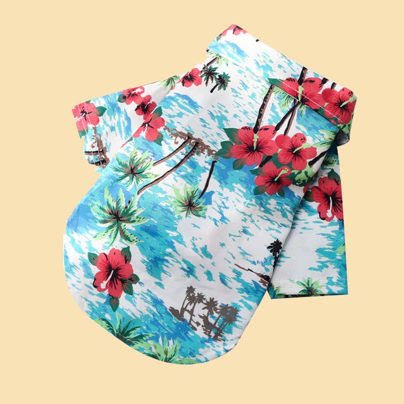 Tropical Pet Shirt – Blue Floral Summer Style 🌊🌺 | Small Dogs & Cats