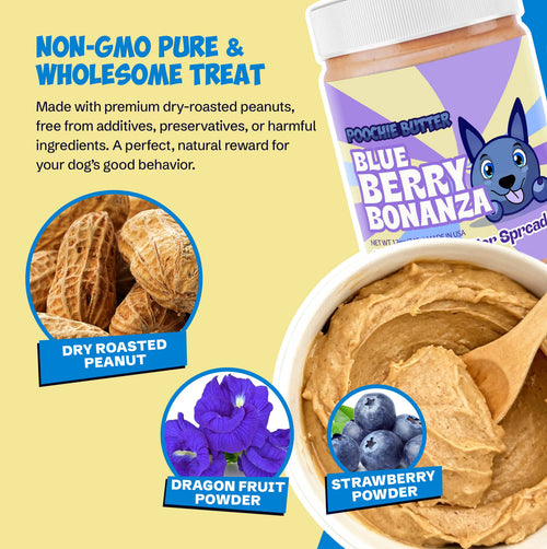 Blueberry Peanut Butter Spread for Dogs – Enrichment Treat (12 oz)/ Mantequilla de Maní con Blueberry para Perros – Treat de Enriquecimiento (12 oz)