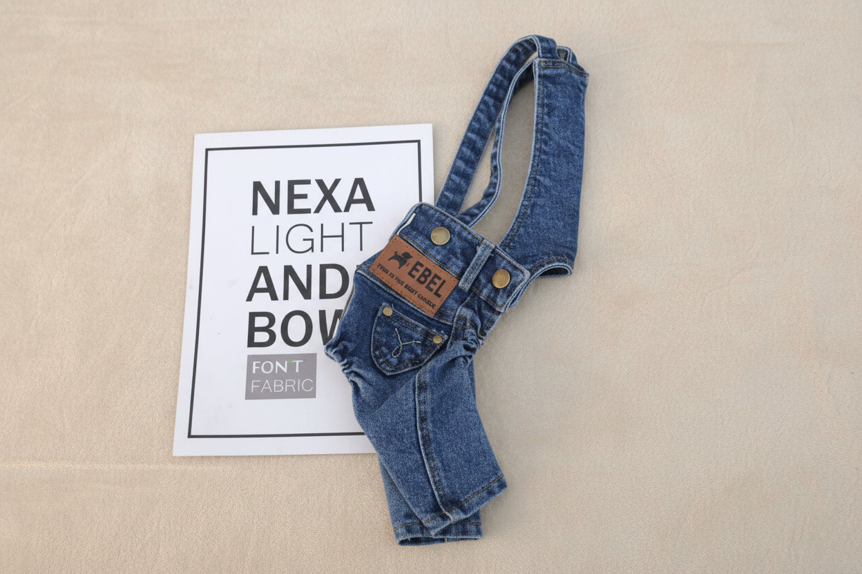Denim Pet Jumpsuit – Dark Blue | Stylish & Comfortable Outfit 🐾 | Small Dogs & Cats