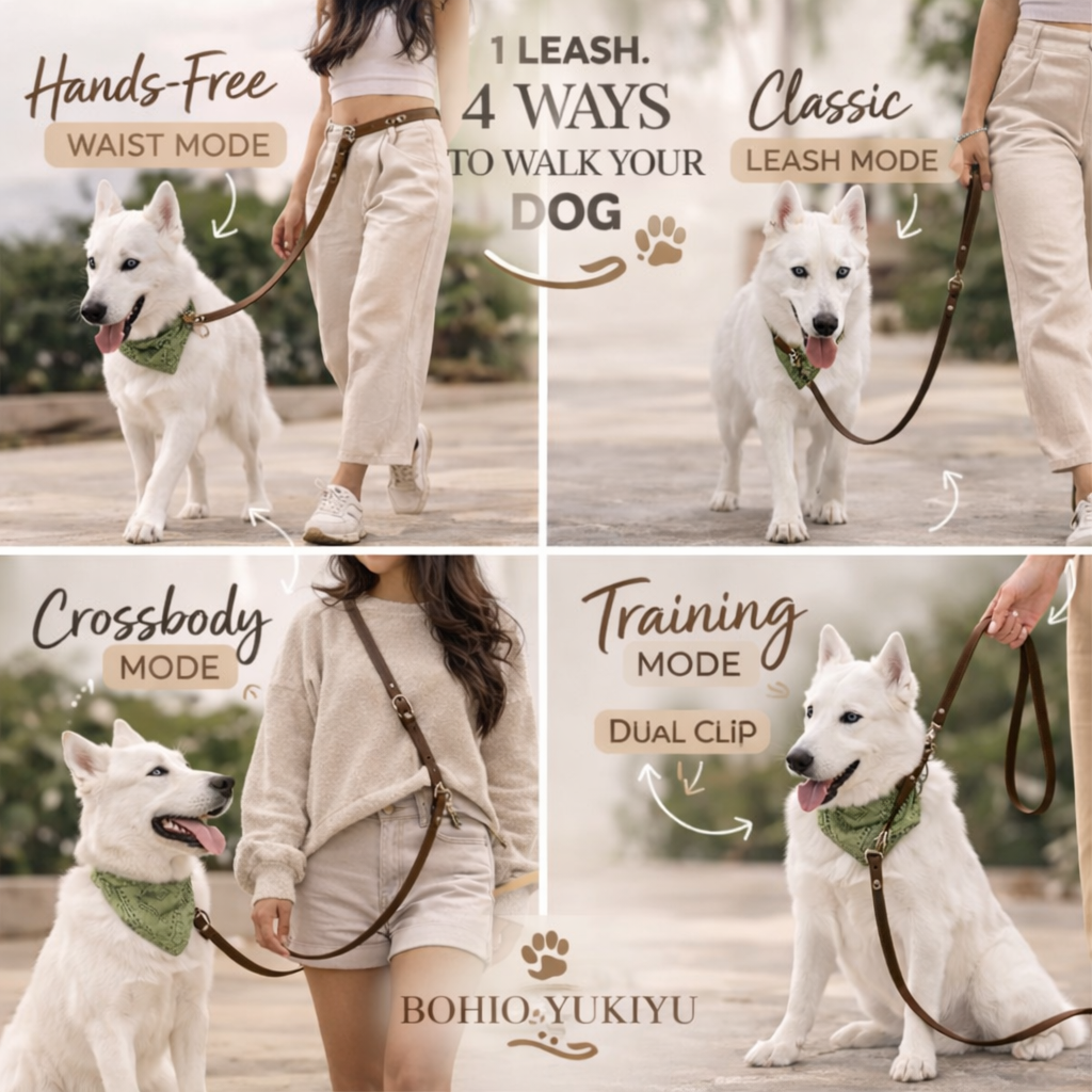Bohio Yukiyu Convertible Hands-Free Dog Leash – Waterproof Biothane Lead (6 ft)